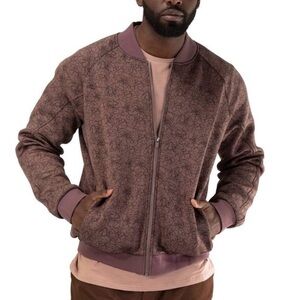 Balance Athletica Vitality Men’s Flight Bomber Jacket Purple Floral Casual Small